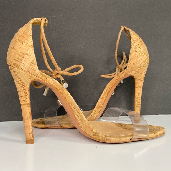 Schutz Womens Josseana Nude Beige Clear Strap Ankle Tie Heels Sandals Size 7.5 B - Picture 8 of 11